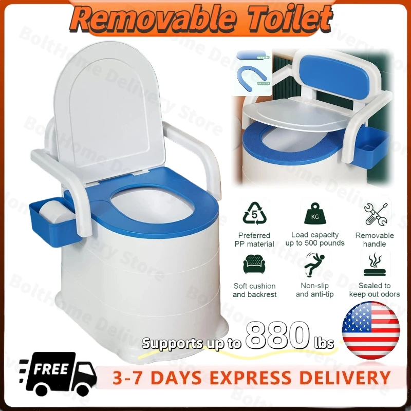 

Прикроватный туалет-комод для пожилых людей с ограниченной мобильностью Портативный туалет для приседаний с противоскользящей накладкой для спальни Съемный подлокотник