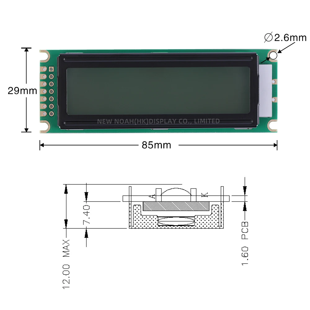 وحدة شاشة عرض حرف LCD ، وحدة عرض LCM ، فيلم رمادي ، أحرف سوداء ، 14 دبوس ، ST7066U ،