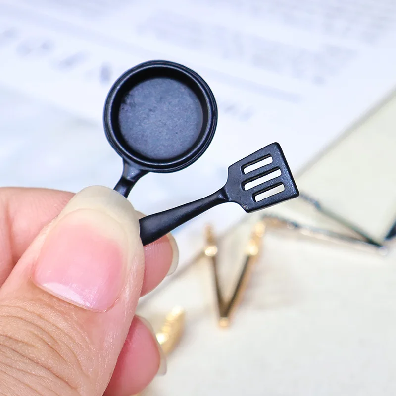 Best  Miniature Simulation Frying Pan Alloy Mini Clip silver diyHandmade Food Play Scene Decoration Accessories