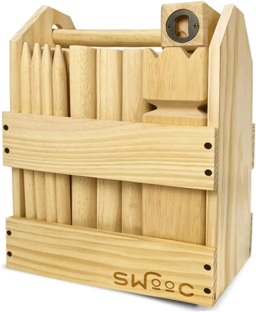 

Premium Hardwood Kubb Yard Game Set with Wood Crate - Outdoor Viking Chess for Adults & Kids
