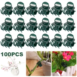 Clips de plástico para soporte de plantas, Clip de tallo de orquídeas para vid, verduras, atado con flores, paquete de sujeción, herramienta de jardín, 100 piezas