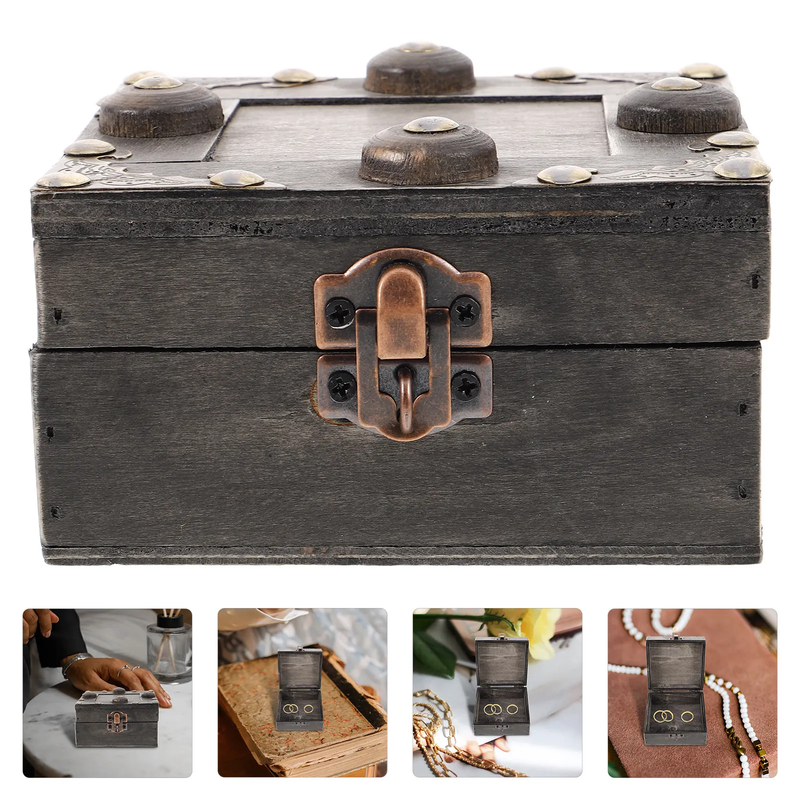 

Wooden Card Storage Box Delicate Jewelry Organizer Lightweight Compact Jewelry Storage Case Decorative Trinket Holder for Desk