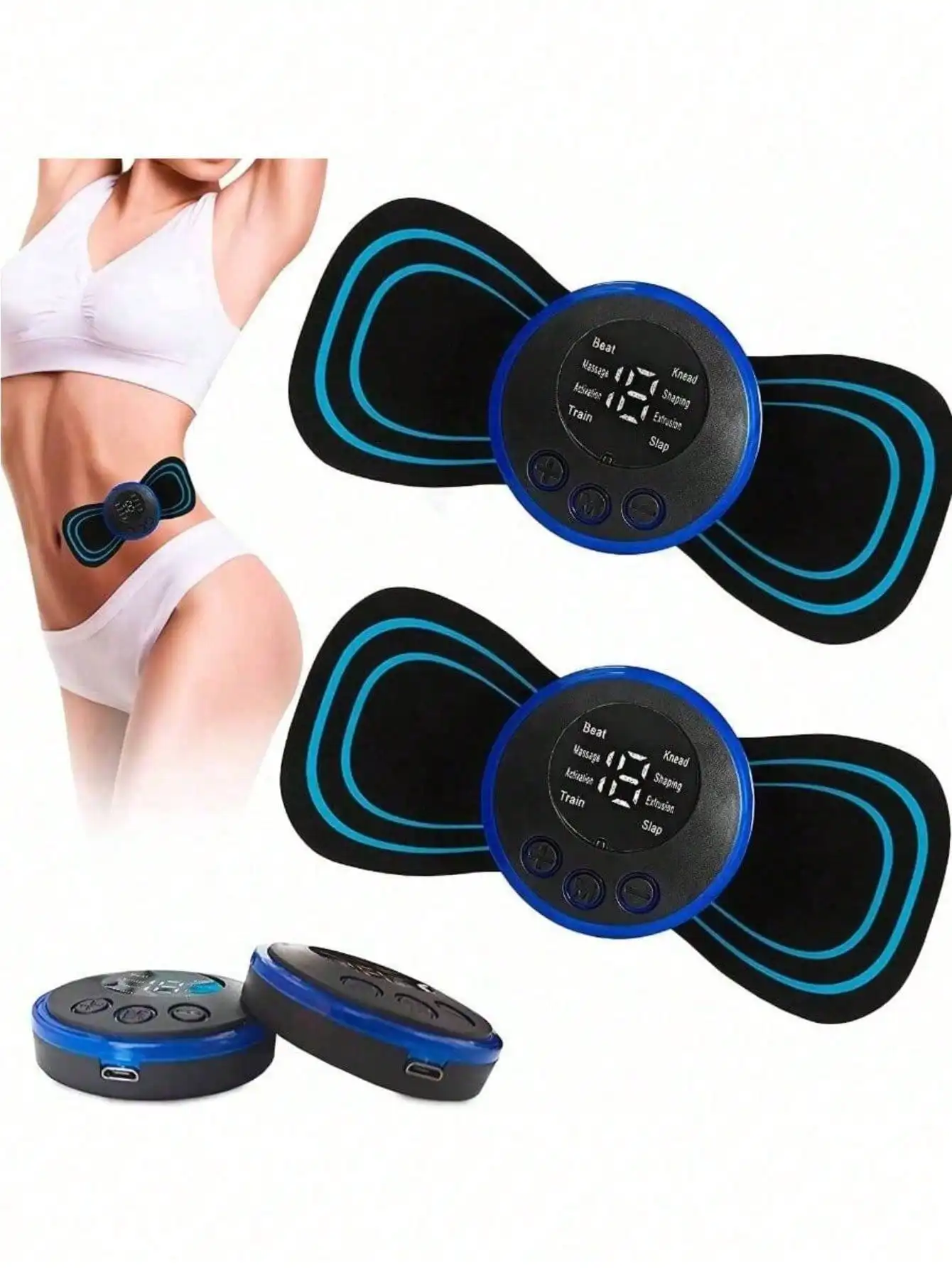 2 Set Portable Mini Electric Neck Massager, Cervical Spine Massage Stimulator Sticker Physiotherapy Instrumen