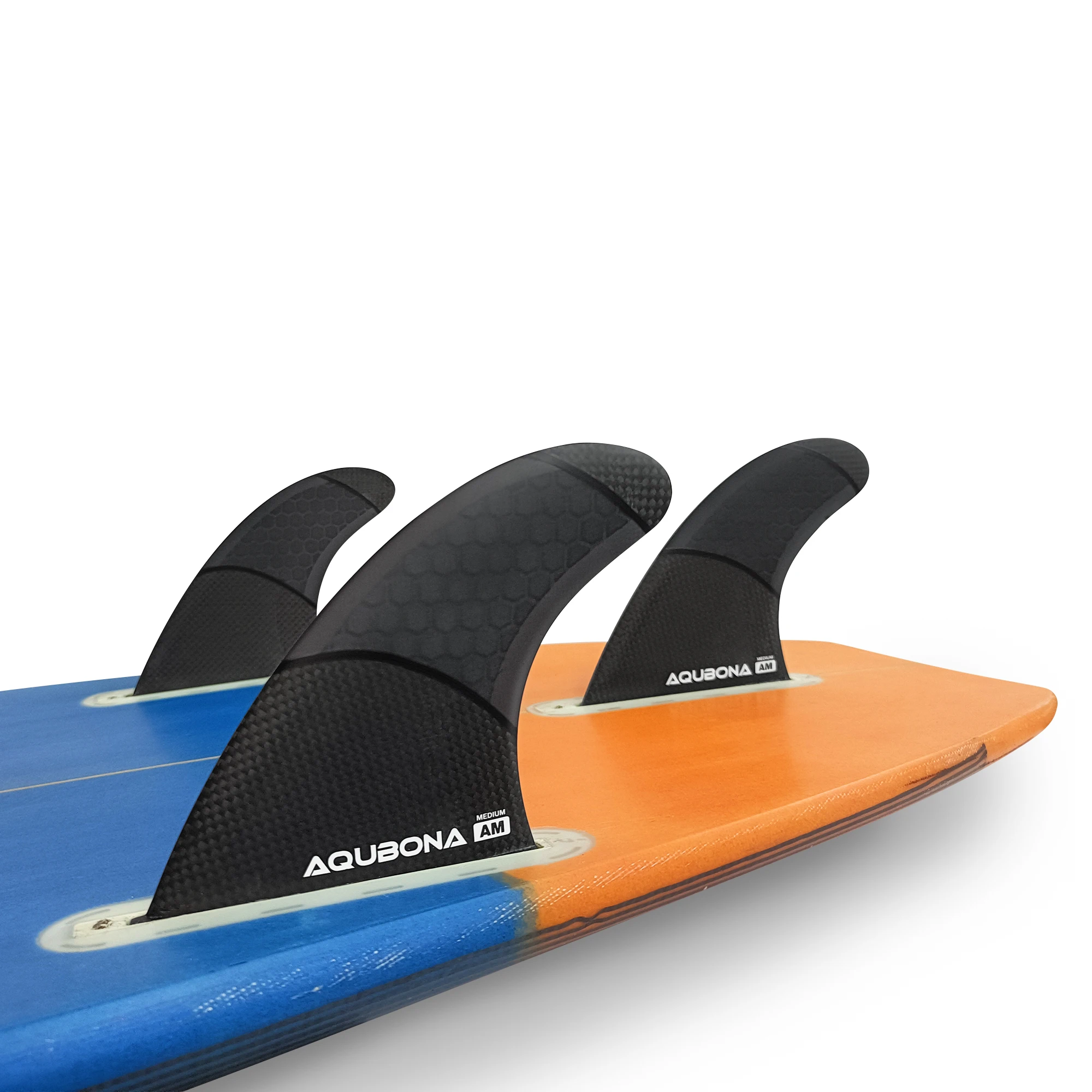 Single/Dual II Tab Surfing Fins - Tri Fins Set Honeycomb Fiberglass & Carbon S/M/L Size - Come with Fin Key Screws and Wax Comb