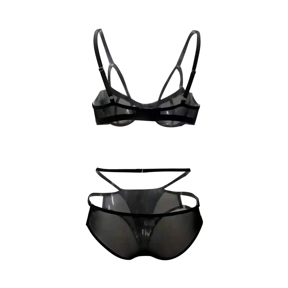 Mesh Sheer Bondage Lingerie Harness Woman Push Cage Bra Transparent Panties Brief Set Woman 2 Pieces ​outfits intimo sexy donna