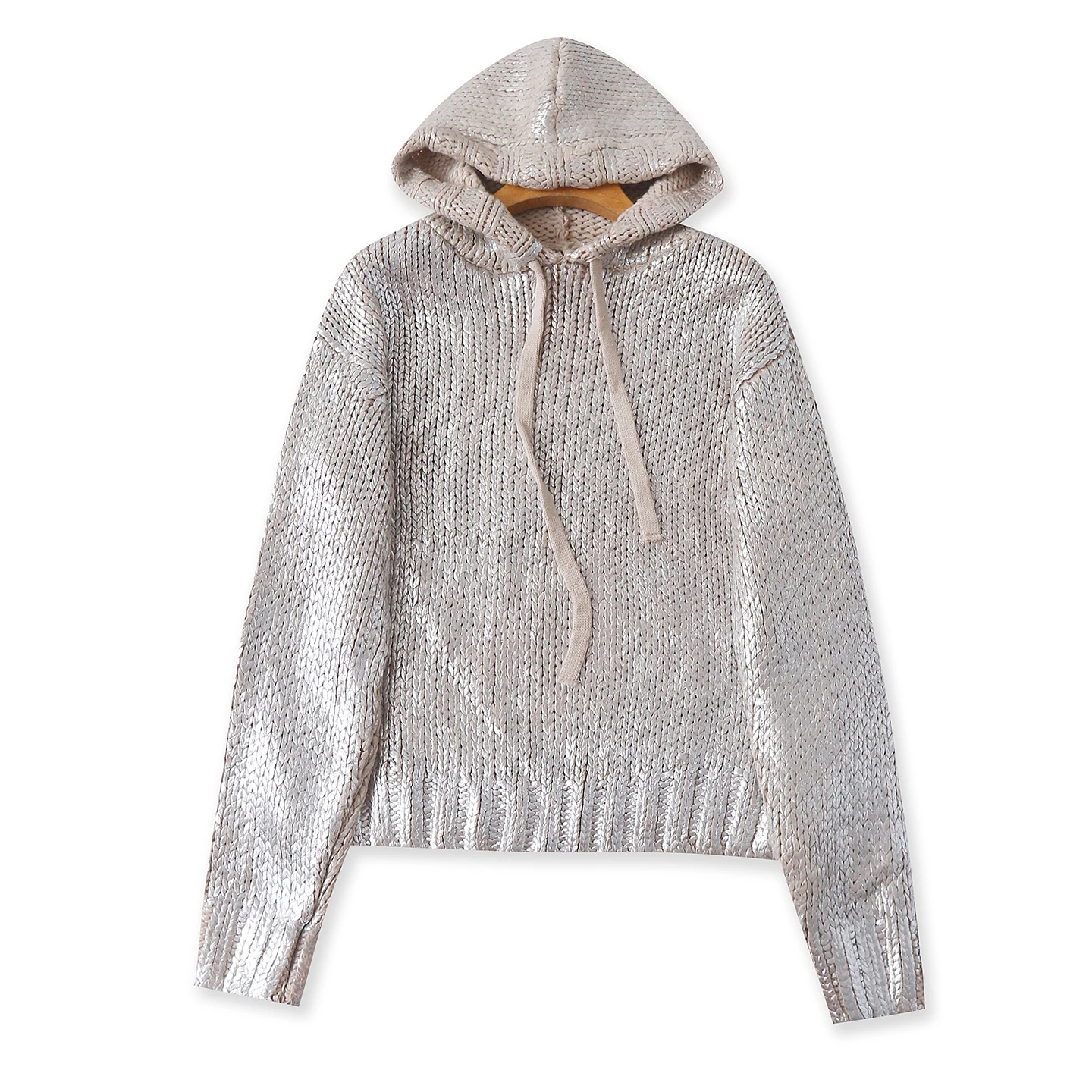 

Autumn Winter Women's Hooded Sweater Street Faion Casual Gold Emed Lazy Sle Long Sve Hoodie Comfortable Straight Cut