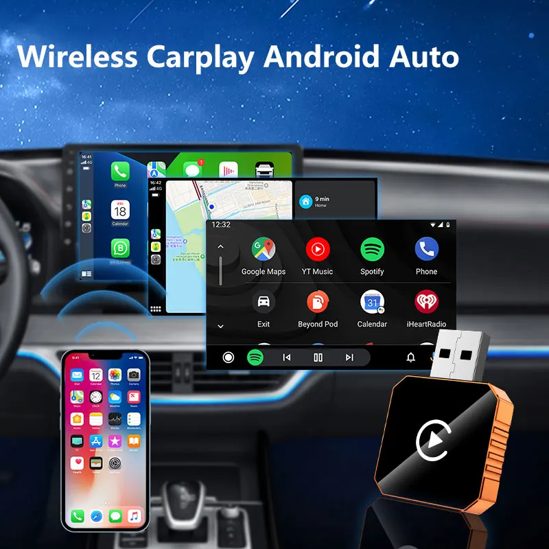 

Мини-оранжевый куб Pro 3.0, беспроводной адаптер CarPlay и Android Auto Plug & Play, быстрая автоматическая защита для проводного Carplay 2026 НОВИНКА
