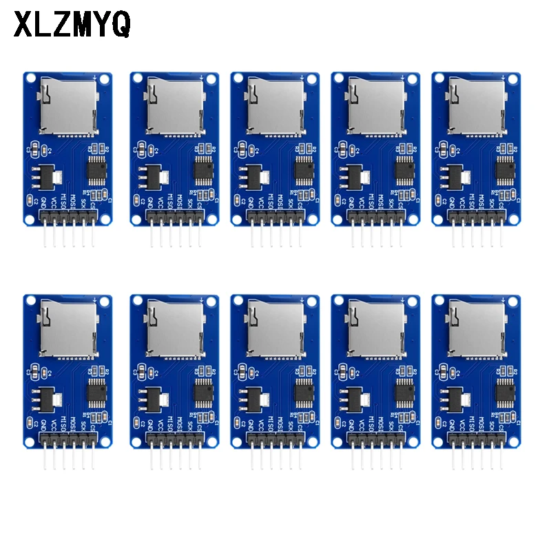 10pcs Micro SD Card Mini TF Card Reader Module SPI Interfaces with Level Converter Chip for Arduino DIY Electronic Kit