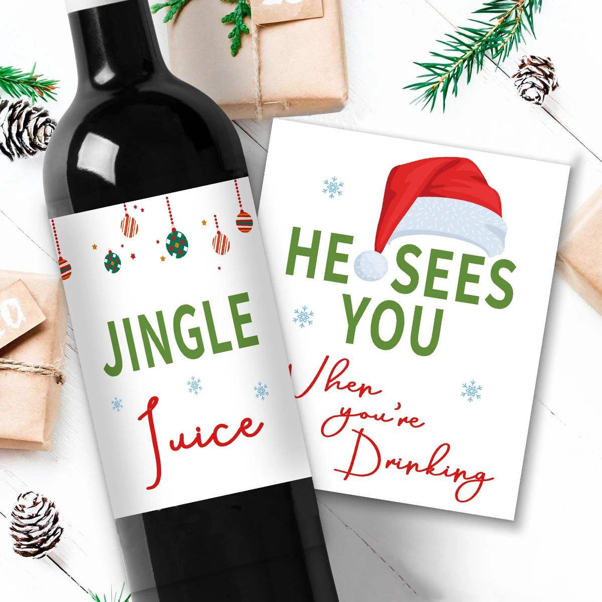 4pc Funny Christmas Wine Bottle Labels,Santa Claus&Joke Theme Christmas Stickers for Champagne & Wine Bottles,Christmas Supplies