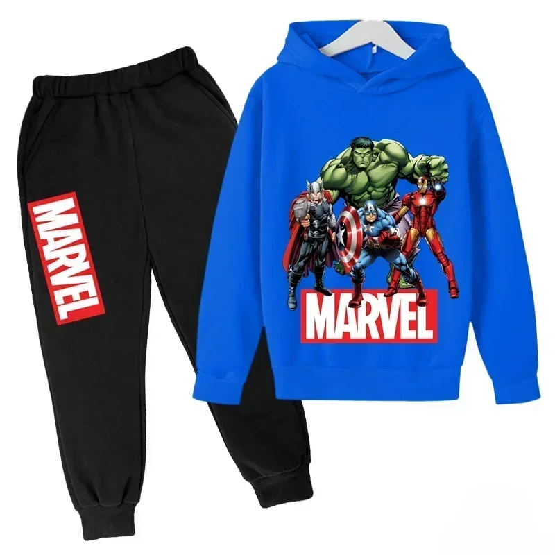 New Marvel Superhero Hulk Children Hoodie Pants 2pcs Set Spring Autumn Kids Boy Girl Clothing Sweatshirt Street Casual Tracksuit