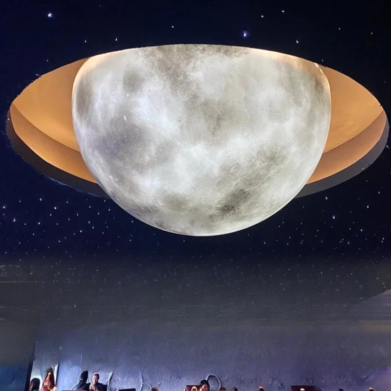 Ceiling  moon  bedroom dining room planet  tooling large semi-spherical 3D moon lamp