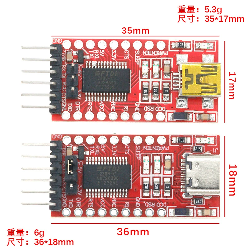 Adaptateur Série Pour Ardu37FT232 Pro Mini USB Vers TTL 3.3, FT232ATV FTDI USB 5.5V 232 V Vers TTL