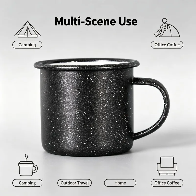 Vintage Enamel Mug with Star‑Dot Starry Pattern Sublimation Coated Color Changing Creative Cup for Home Tea Coffee Daily Use