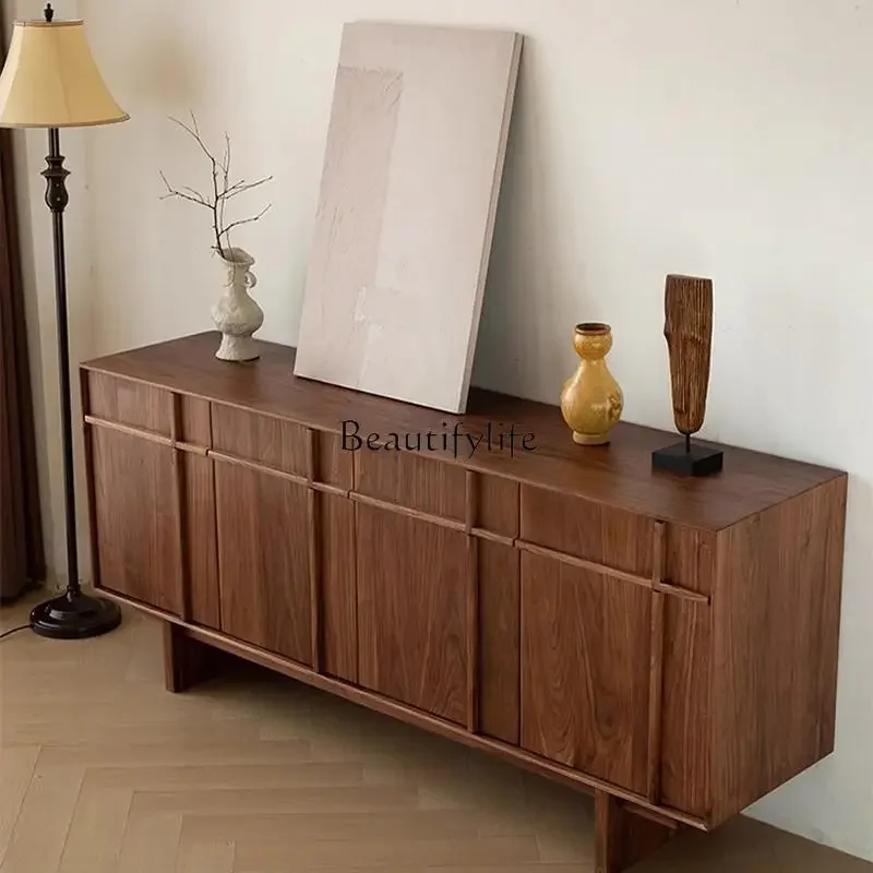 

04ld14North American Black Walnut Sideboard Cabinet All Solid Wood Mid-century Style Storage Cabinet