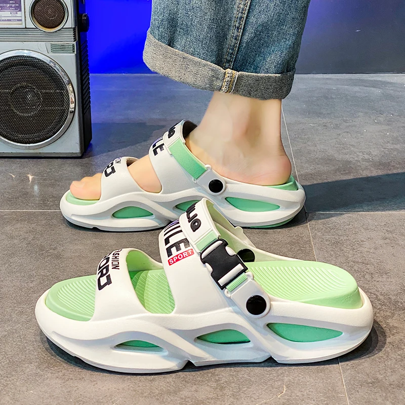 

Summer Popular Men's Slippers Sports Sandals Anti-Slip Beach Driving Dual-Purpose Slip-On Shoes Youth Trend Korean Style EVA