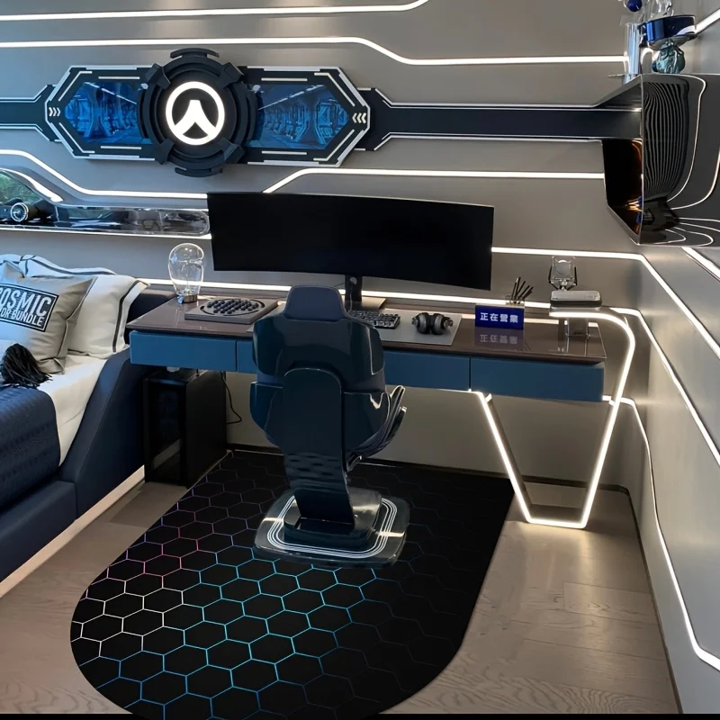 E-Sports Floor Mat Anti Slip Soundproof Solid Wood Protector Carpet for Gaming Room Home Office Computer Rolling Chair