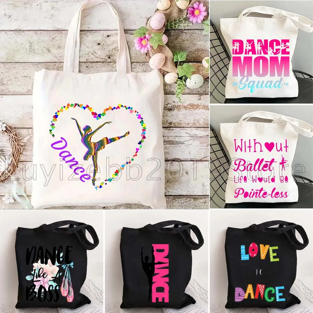 

Cute Ballerina Girl Ballet Dance Dancing Dancer Gifts Women Canvas Tote Bag Harajuku Handbag Shopper Bag Reusable Shopping Bags