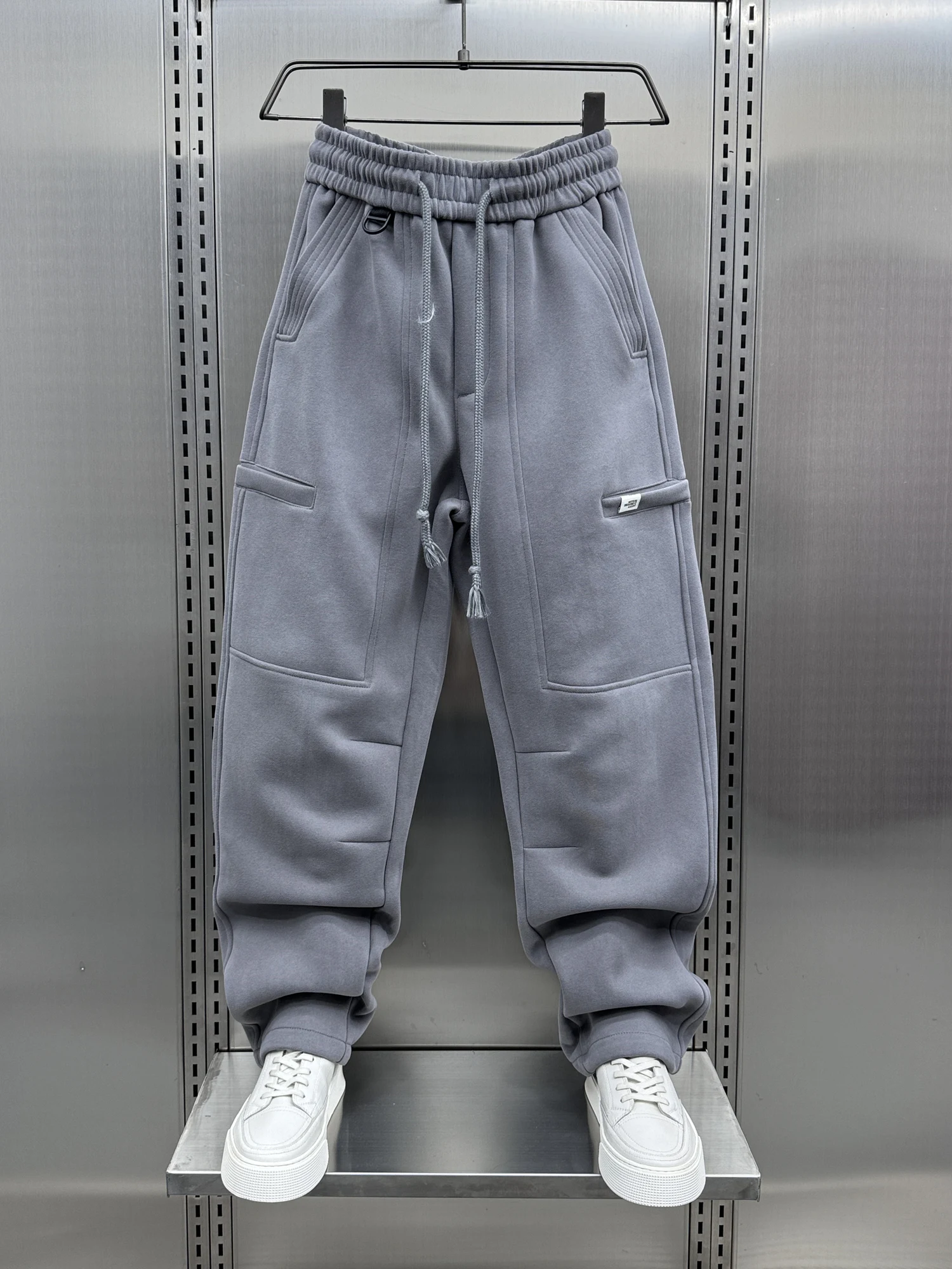 

Trendy Casual Work Pants Men's Loose Fit Straight Leg Knife Pants All-Match Spor Sweatpants Autumn Winter Pure Color