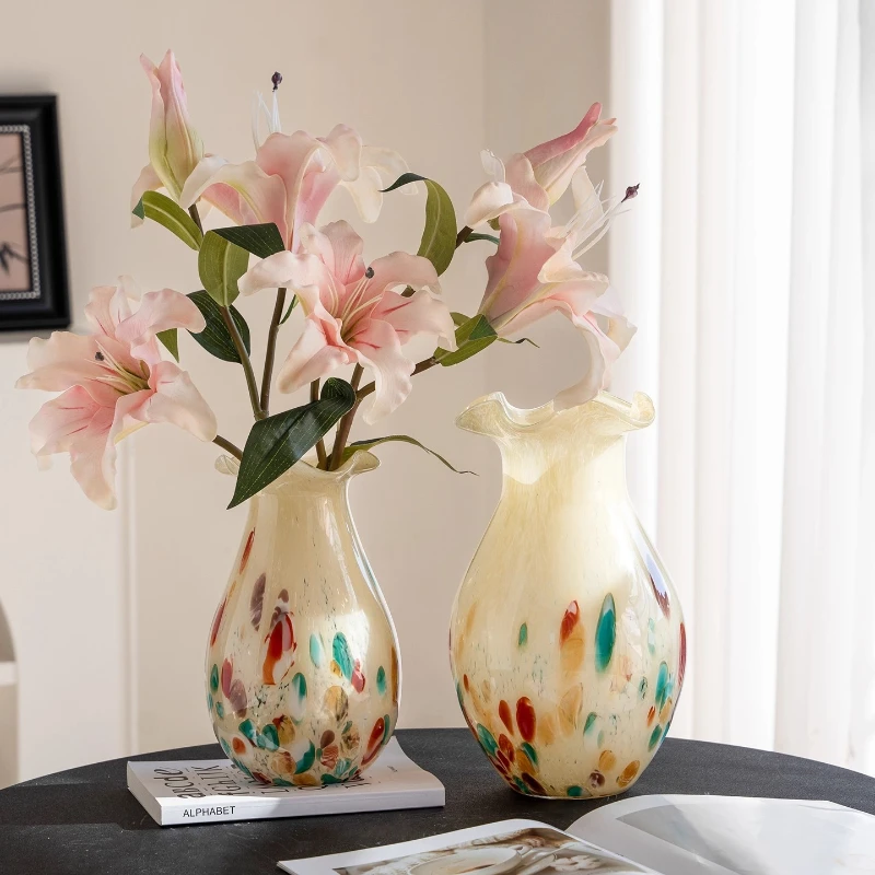 Colorful Polka Dot Glass Vases, Table Decorations, Flower Arrangements, Transparent Hydroponic Vases, Room Aesthetic Decorations