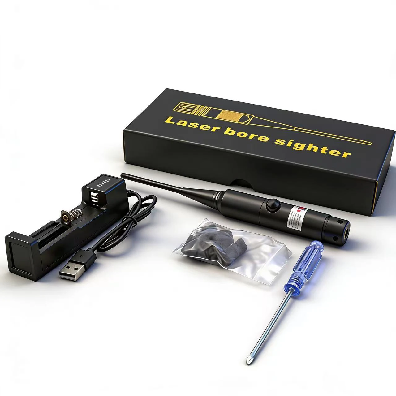  Tactical Rechargeable Laser Boresighter Red Green Laser Hunting Calibrator Boresighter .17 .177 .22LR to 12GA Caliber Laser view 6