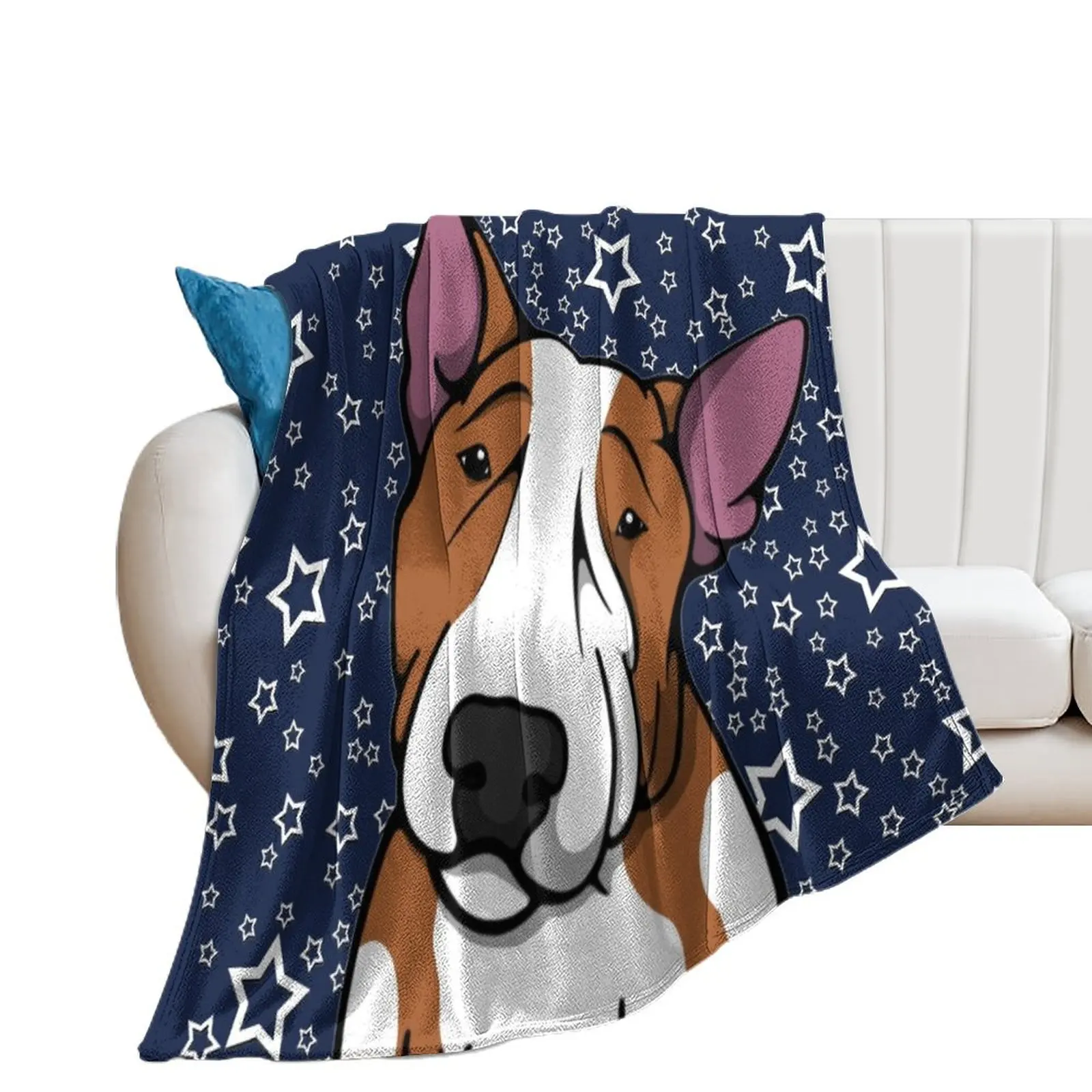 

Starry English Bull Terrier Throw Blanket Plaid on the sofa Beautifuls Flannels Blankets