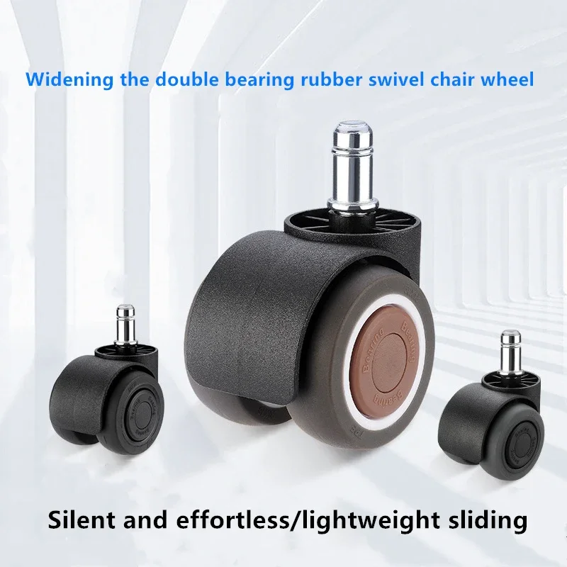 5 Pcs/Lot Circlip/Screw M8/M10/M11 Rubber Swivel Chair Universal Wheel Mute Pulley Computer Office Seat Double Bearing 2 Inch