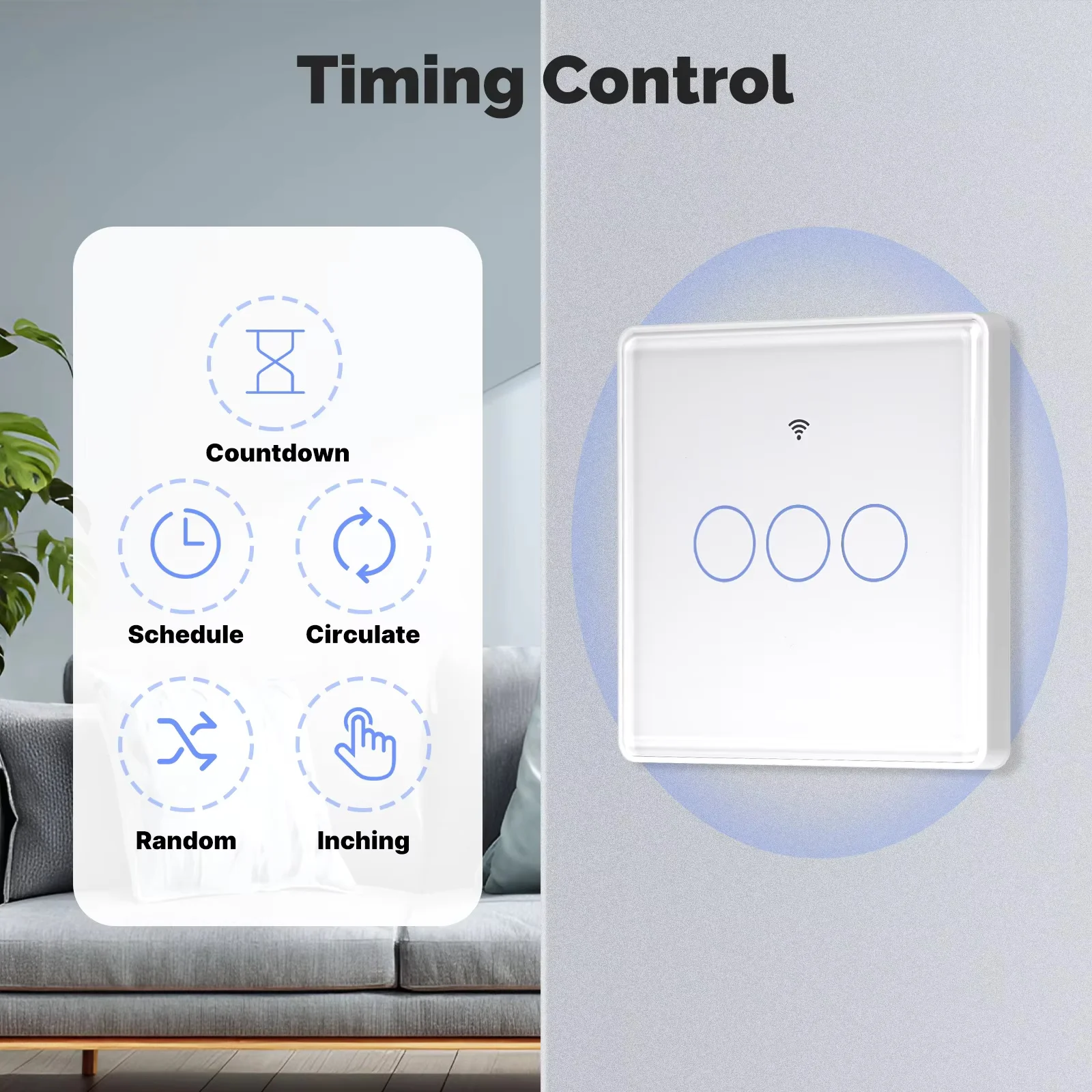 

MOES Tuya Matter WiFi Smart Light Switch Glass Touch Control Fireproof Neutral Wire Required With Alexa Google Home Apple Home