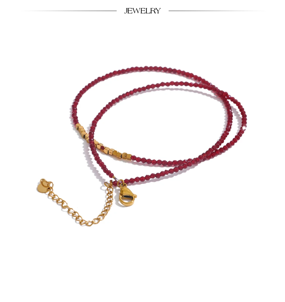 Yhpup Ancora Ankela Roter Kristall Dünnes Armband Beliebte Mode Exquisites Armband Edelstahlperlen Handgefertigter Schmuck – Detail 7