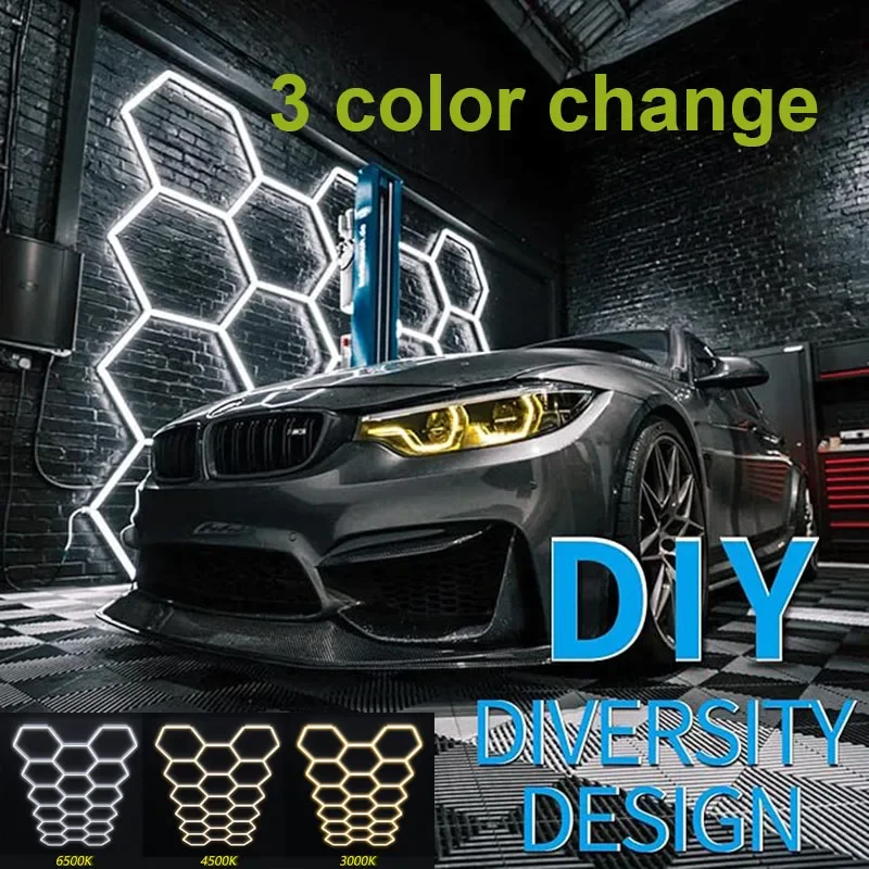 

Гаражный салон, светодиодный потолочный светильник, шестигранный, 3-цветный, сменный, 110-265 В, светильник «сделай сам», для дома/мастерской/журнального выставочного зала