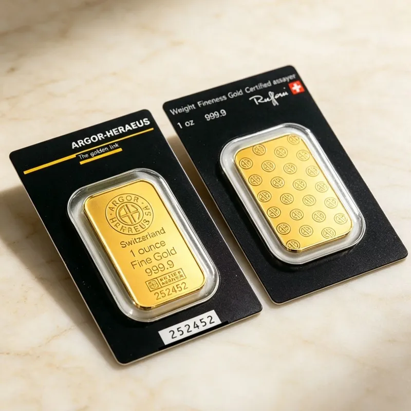 Nichtmagnetischer Argor Heraeus Goldbarren 1 Unze 24k vergoldetes Messing Goldbarren Kunsthandwerk Geschenke für Sammler – Detail 4