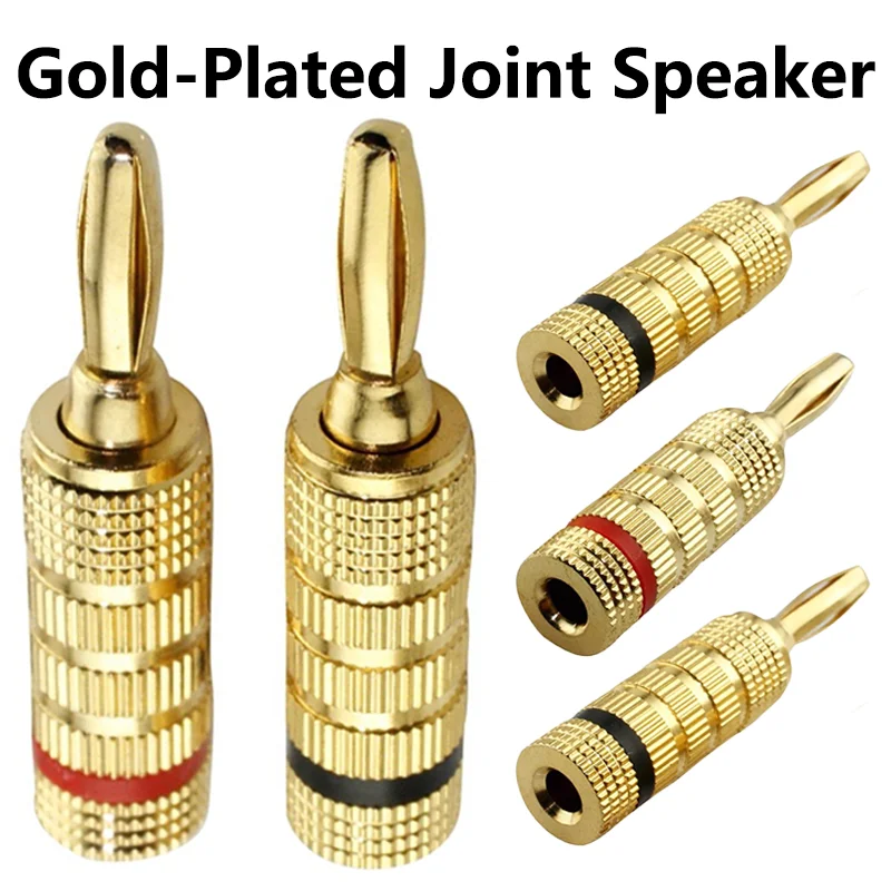 

8Pcs/Set 4mm Gold Plated Pure Copper Banana Plug Socket Joint Speaker Horn Audio Video Connector