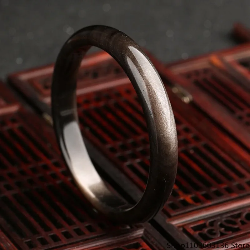 

Silver Obsidian Bracelet for Women's Cat Eyes Silver Obsidian Bracelet Is Grand and Fashionable Silver Eye Handicraft Gift