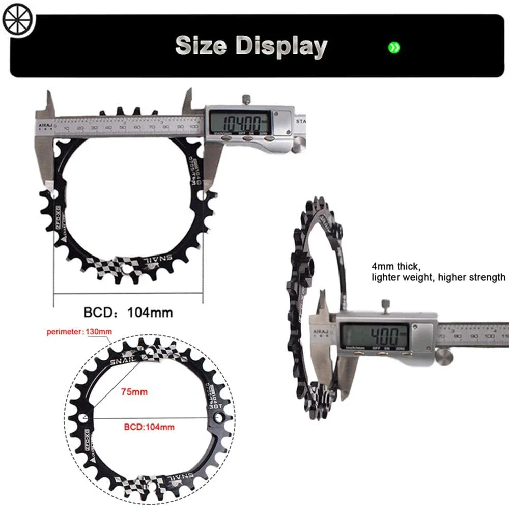 Cadena redonda Snail 104BCD para bicicleta de montaña, rueda dentada de 30 dientes, 104 BCD, para Shimano/SRAM/FSA, manivela 7-11S