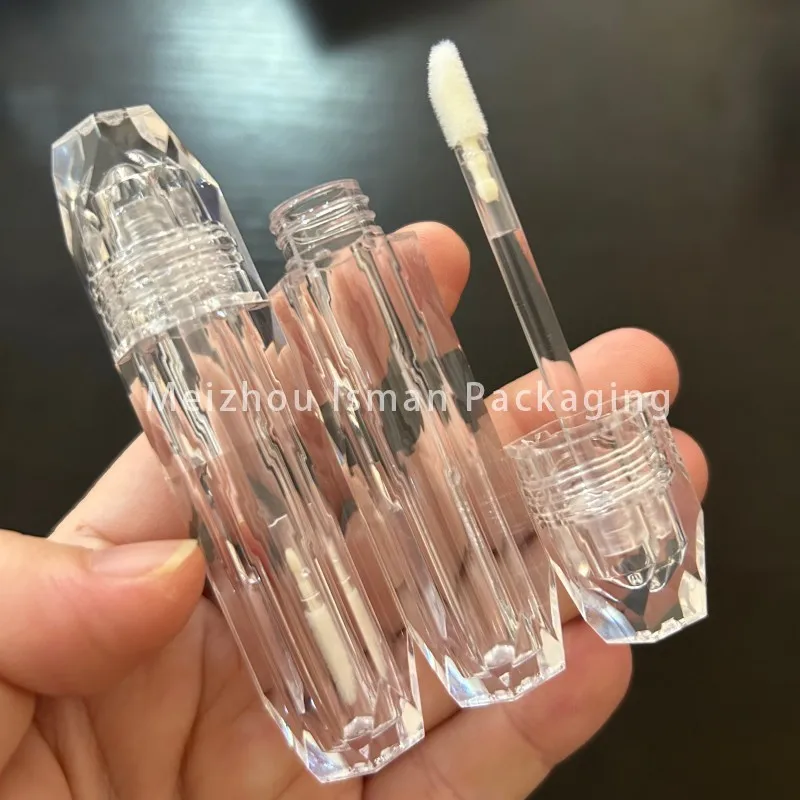 50 recipientes de brilho labial em forma de diamante dos pces 2.5ml tubos de embalagem transparentes luxuosos com varinhas para cosméticos de beleza