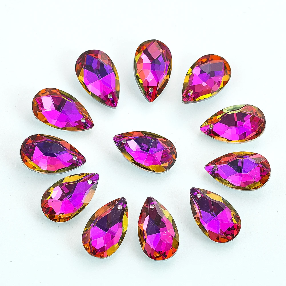 10pcs 22mm Rainbow Drop Glass Beads Chandelier Crystal Lamp Parts DIY Suncatcher Prism Pendants Charms for DIY Jewelry Making