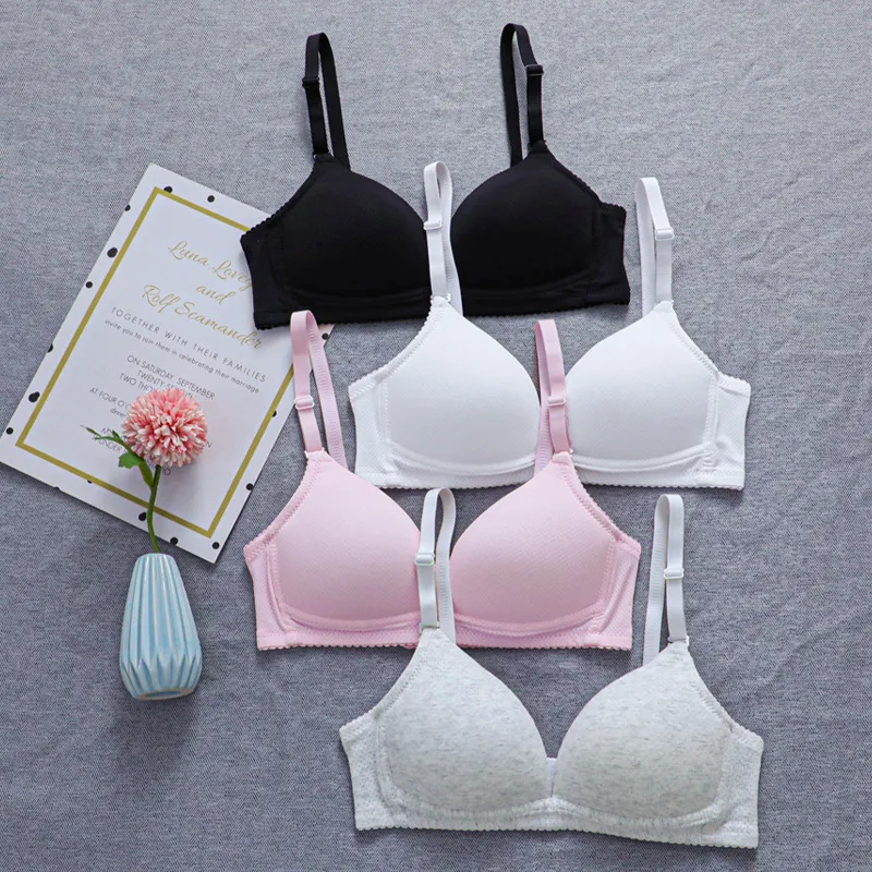 New Solid Color Wireless Comfortable Girl Underwear Adjustment Bra High School Students Development Period Bra 14 16 18 Years