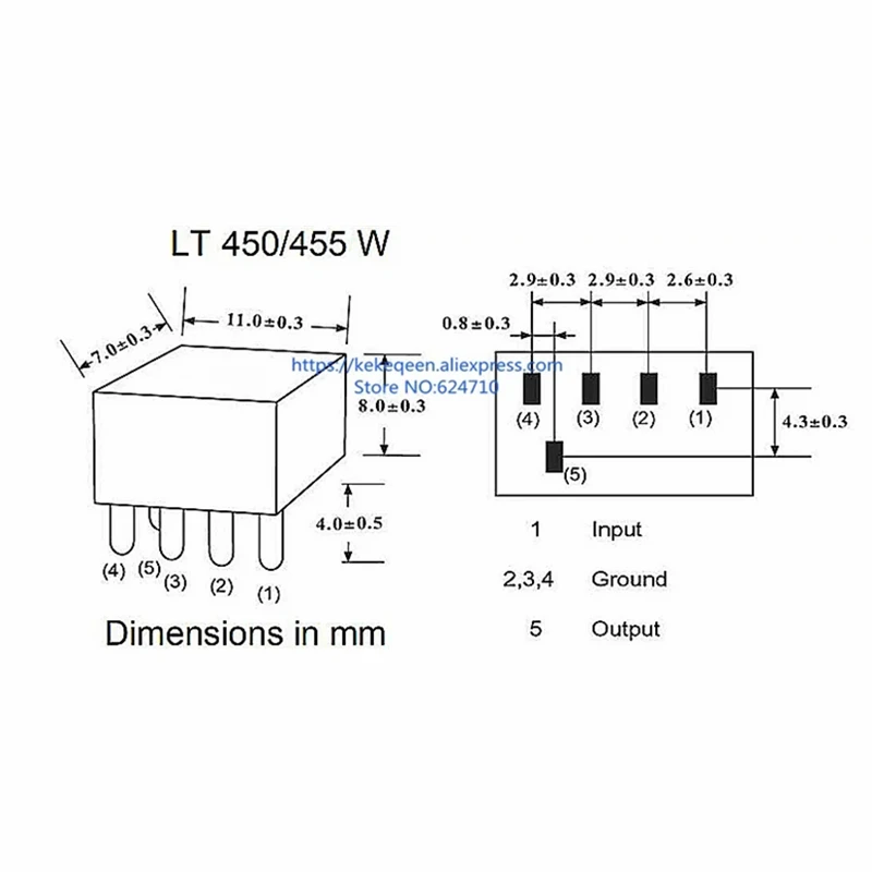 10pcs LT455DW LT455D 455D 1+4 5Pin DIP-5 455KHz CQ 33-455D NEW Original signal relay