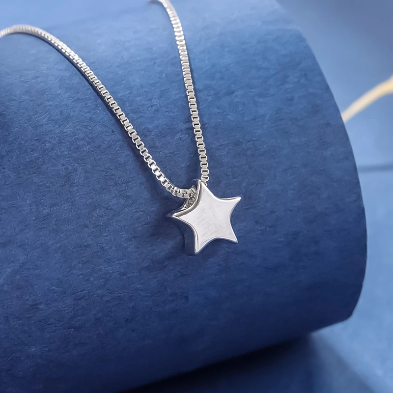 925 Sterling Silver Star Necklace Simple Charm Clavicle Chain For Women Fine Jewelry Wedding Party Birthday Gift