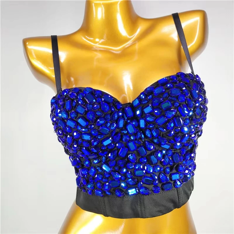 

Netflix Klein Blue Bustier Women Nightclub Slim Navel Short Tank Top Party Robe Bungee Music Festival Trend Tight Small Tops