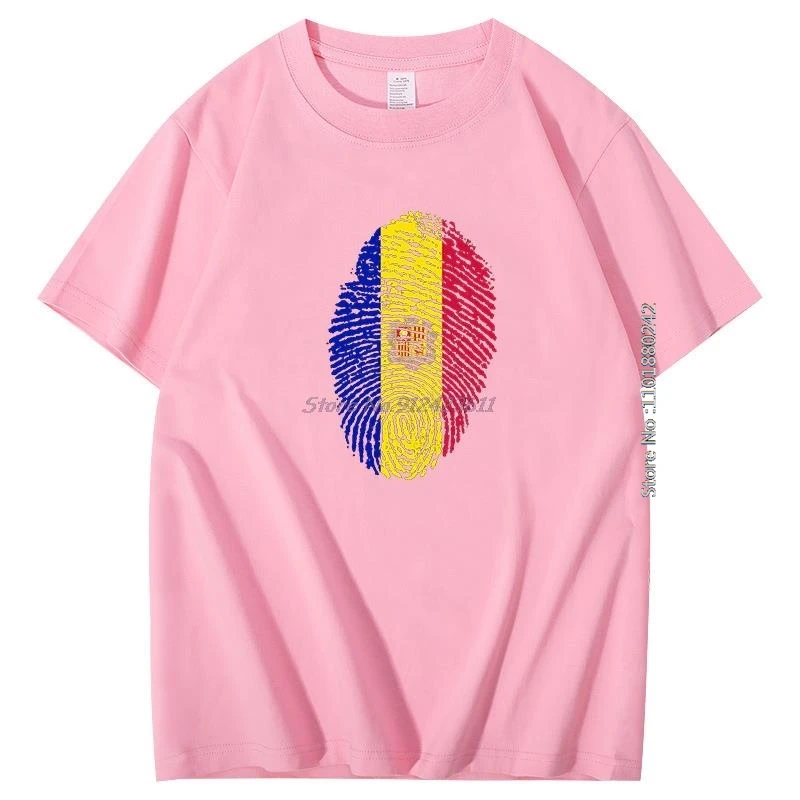 Summer t shirt for men Andorra fingerprint Flag Breathable printing graphic t shirts Cotton short sleeve t-shirt Men's clothing