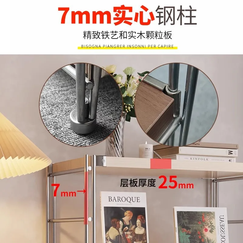 Japanese steel and wood shelves, bookshelves, floor-to-ceiling multi-layer living room, balcony, storage rack, kitchen, microwav