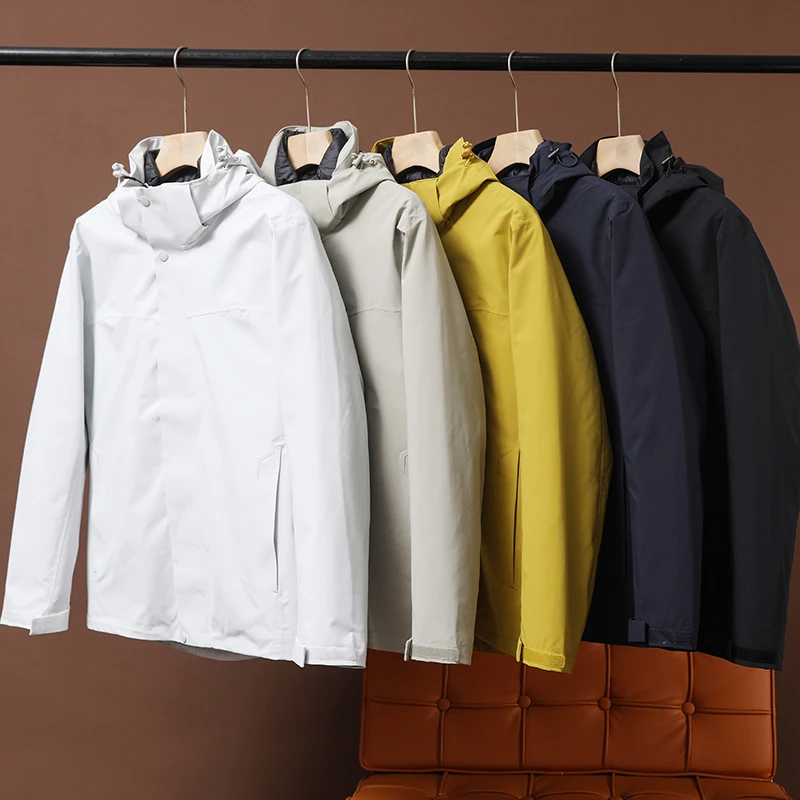 

Высококачественная утепленная куртка-пуховик 3-в-1 для пар, 80% водонепроницаемая, ветрозащитная, всепогодная, с капюшоном, средней длины