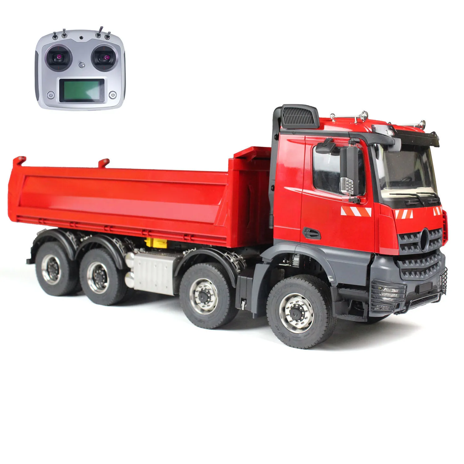 8x8 1/14 3 Speed Transmision RC Hydraulic Dump Truck Metal Finished Radio Control Tipper Car Sounds Lights Vehicle TH23693