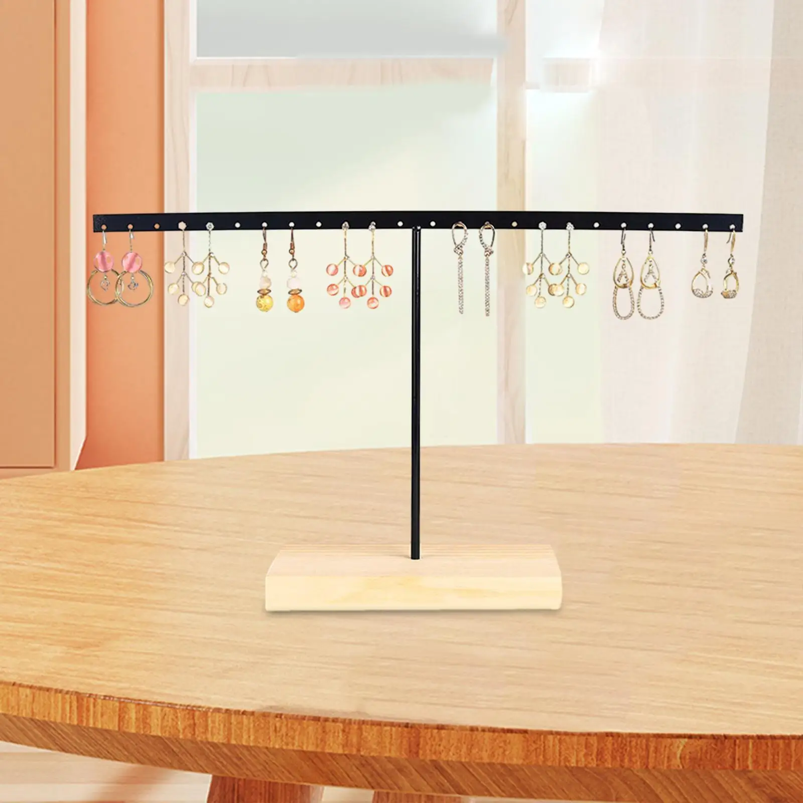 

Jewelry Organizer Wood Base for Women Girls Necklace Hanger Earring Holder for Watch Earrings Pendant Necklaces Bracelets Shows