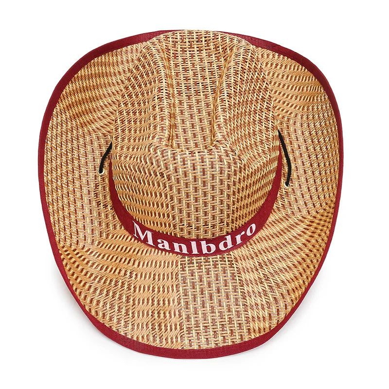 Men Women Summer Farmer Weave Breathable Sun Hat Letter Wide Brim Travel Sunscreen Fishing Outdoor Sport Fisherman Cap A15