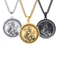 Stainless Steel Pendant Necklace of The Twelve Main Gods of Olympus In Ancient Greek Mythology Poseidon