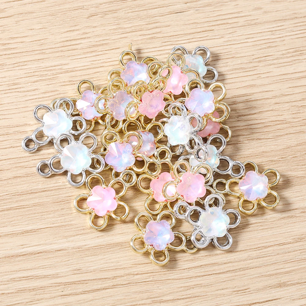 Tusember 10 Stück 14*18mm Niedliche Exquisite Kristallblumen-Anhänger für Schmuckherstellung DIY Tropfenohrringe Halskette Basteln – Detail 5