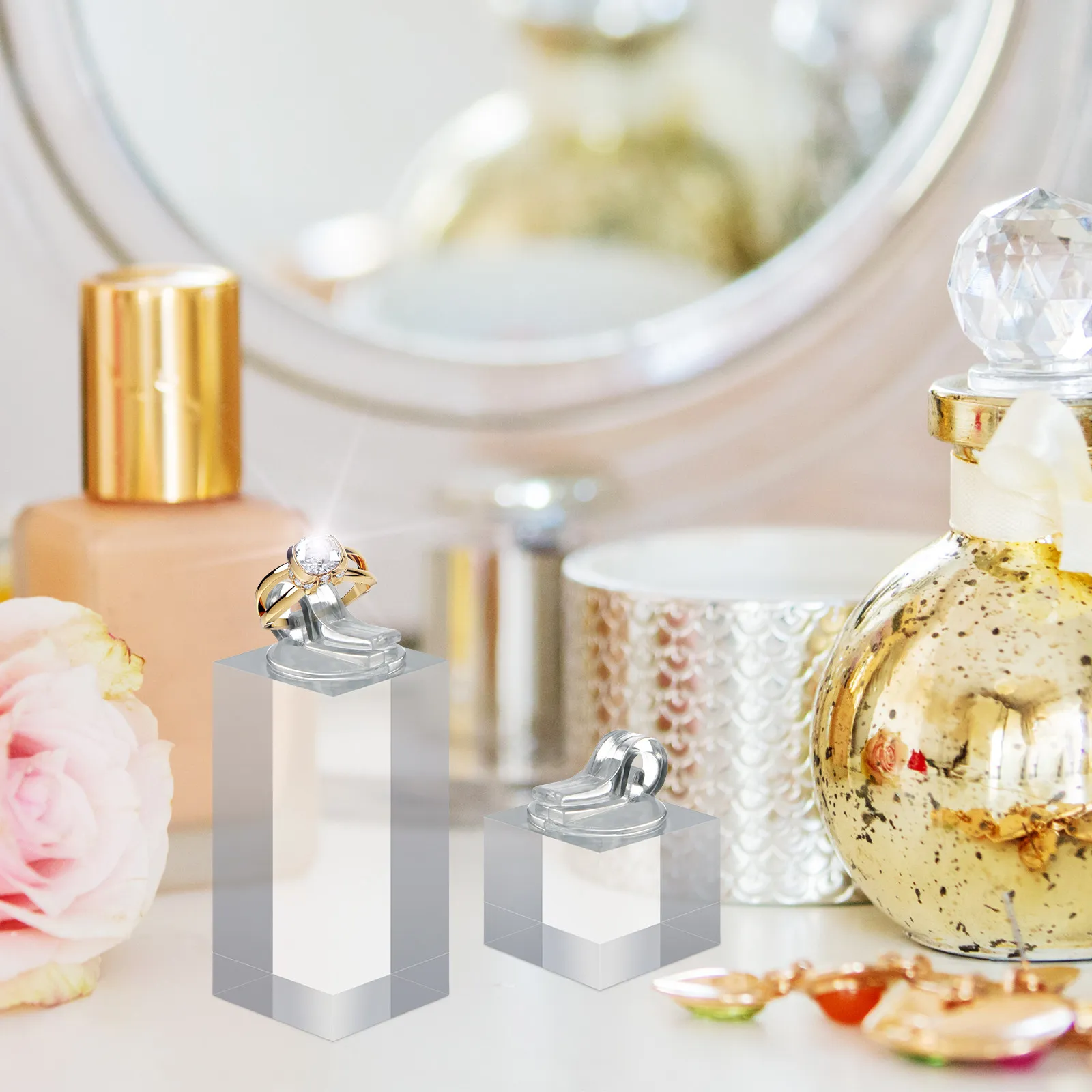 

Набор из 7 прозрачных подставок-держателей для колец, кубовидных органайзеров для демонстрации ювелирных изделий и хранения серег