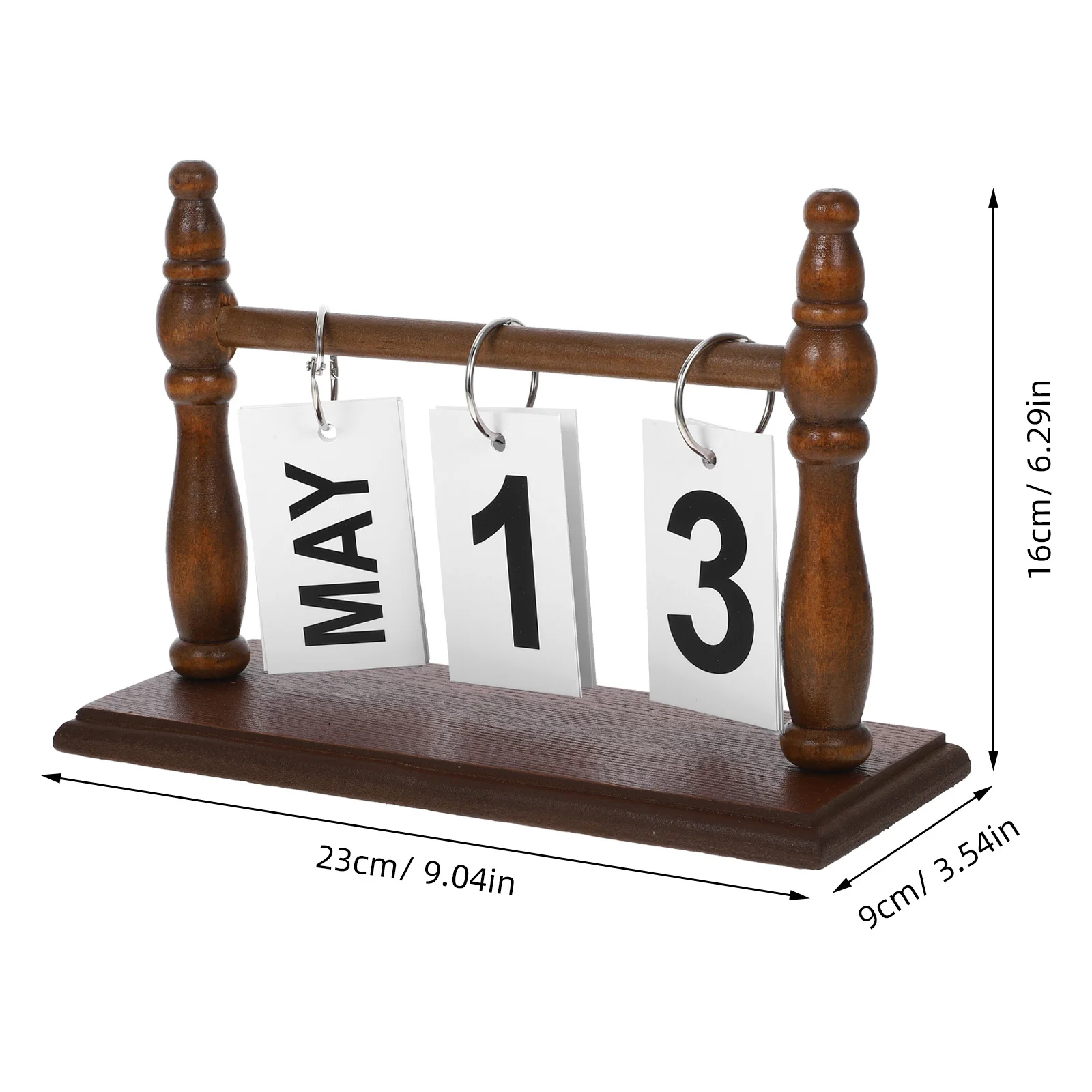 Desk Calendar Wooden Base Flip Manual Change Perpetual Desk Accessory Creative Rustic Home Office Desktop Decor