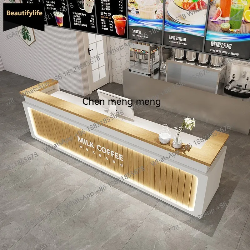 A139 Simple milk tea shop bar cafe dessert shop checkout page beauty salon reception desk company front desk